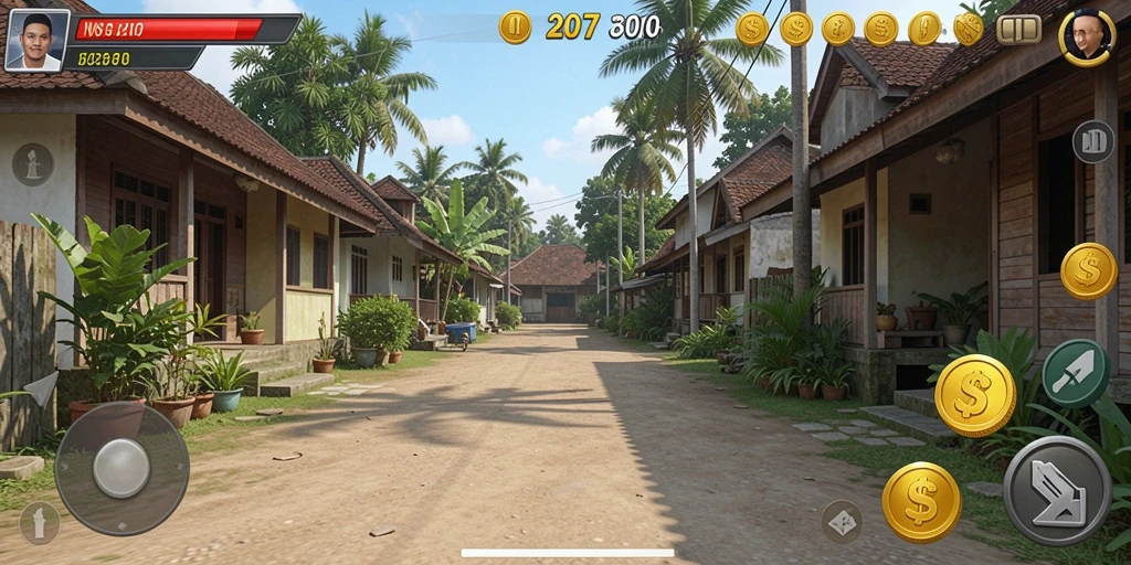 Tangkapan layar menunjukkan karakter utama dalam aksi.